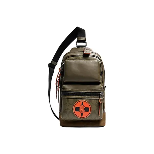 COACH Rider Bike Handlebar Bag Backpack Sling Bag Large Size Men's Army Green