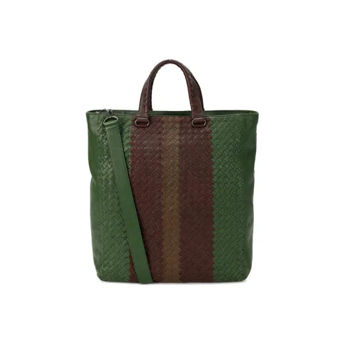 Bottega Veneta Leather Tote One Shoulder Handbag Medium Size Women's Green