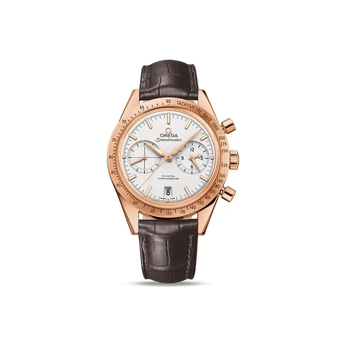 OMEGA Automatic Mechanical Movement Men's Watches Watch 41.5mm Silver Dial K Gold Watch Case Genuine Leather Strap-0