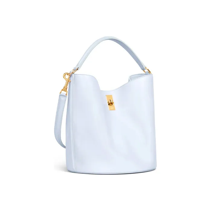 CELINE Smooth Cow Leather Bucket Bags One Shoulder Handbag Crossbody Bag Women's Pearl Light Blue-2