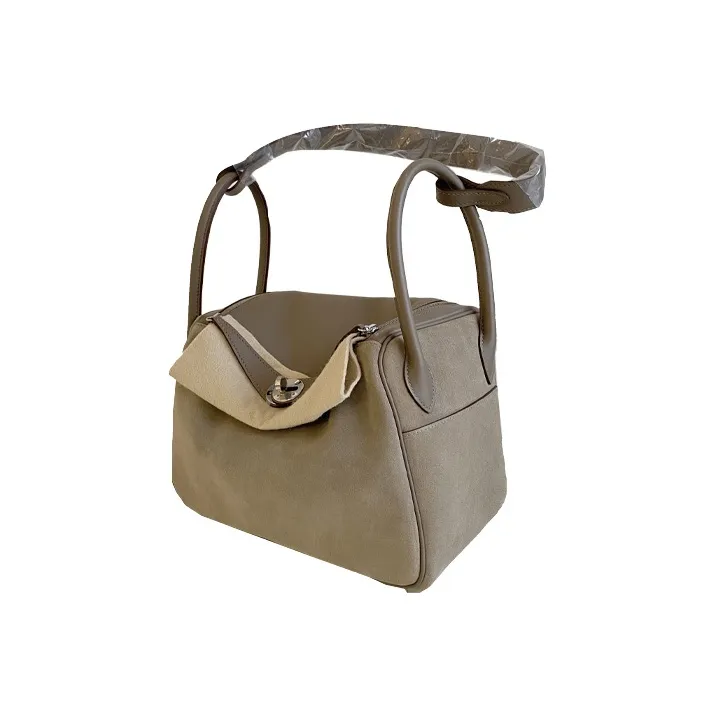 HERMES Lindy Grizzly Suede With Swift Leather Handbag, Shoulder Bag Regular Women's-2