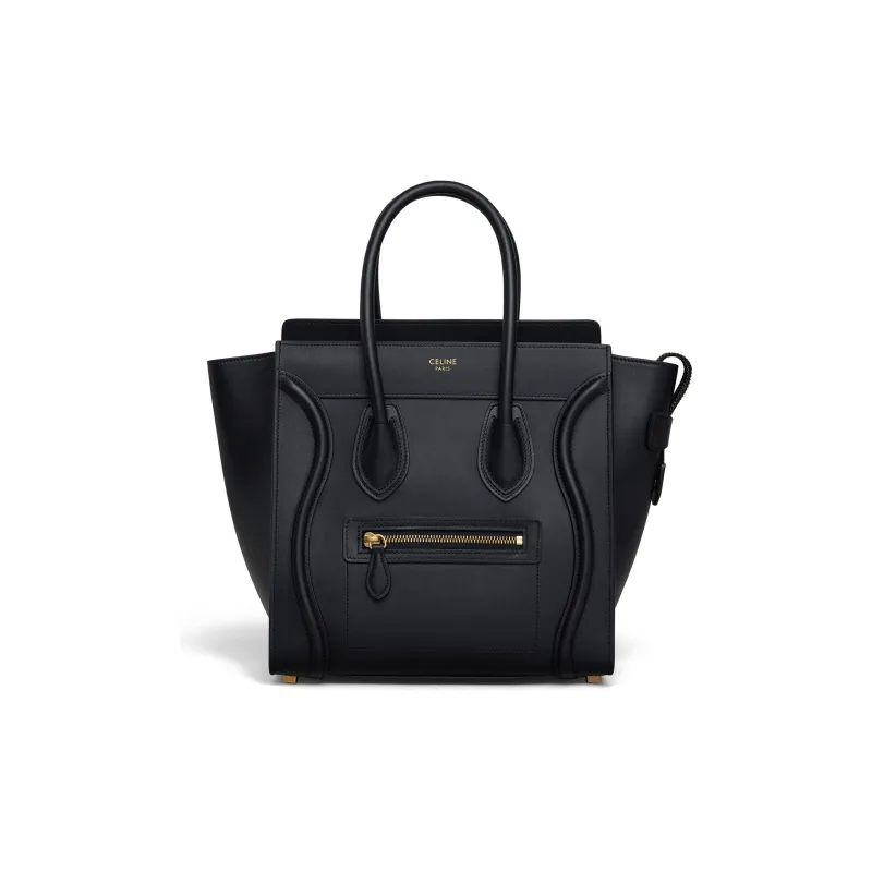 CELINE Luggage Cow Leather Smile Bag Handbag Mini Women's Black-0