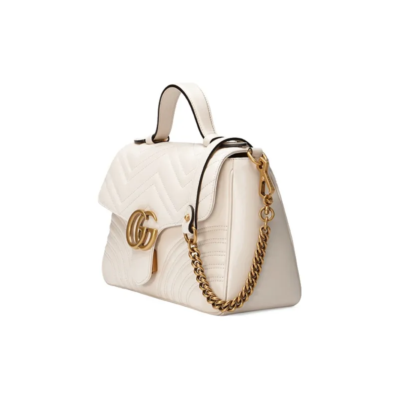 GUCCI Marmont Leather Shoulder Bag Crossbody Bag Handbag Small Size Women's White-1