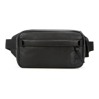COACH Cow Leather Camera Bag Small Square Bag Sling Bag One Shoulder Crossbody Fanny Pack Medium Size Men's Black