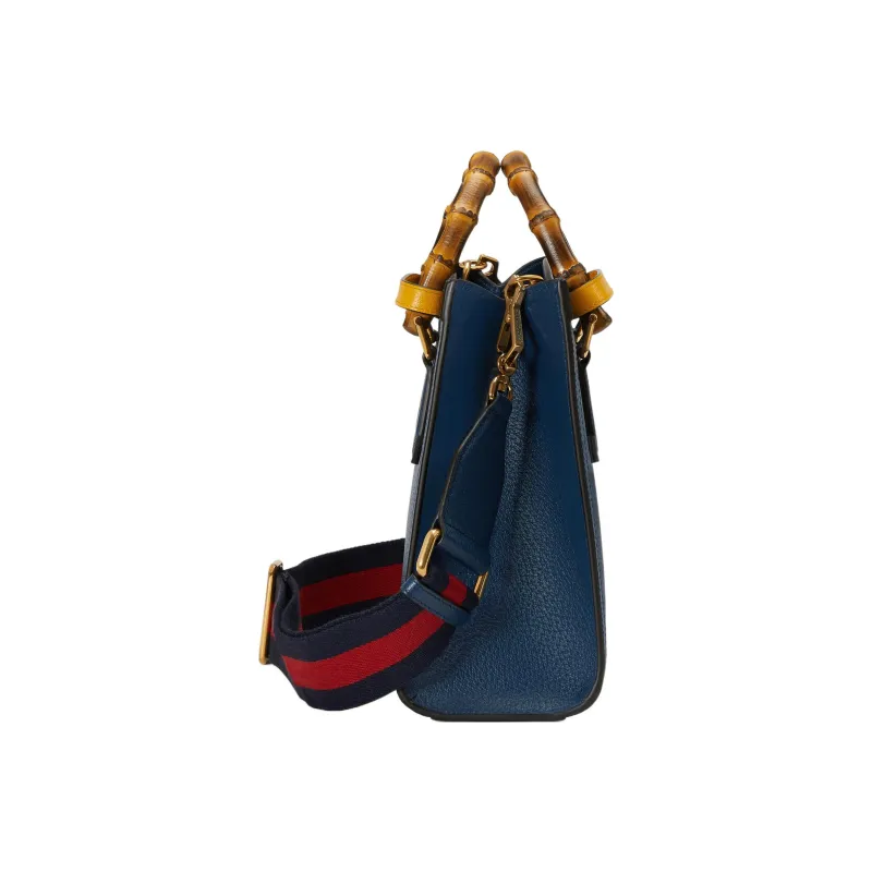 GUCCI Diana Leather Tote Bag, Shopping Bag, Shoulder Bag, Crossbody Bag, Handbag Small Size Women's Blue-3