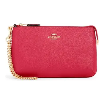 COACH Wristlet Leather Mahjong Bag One Shoulder Wrist Bag Women's Watermelon Red