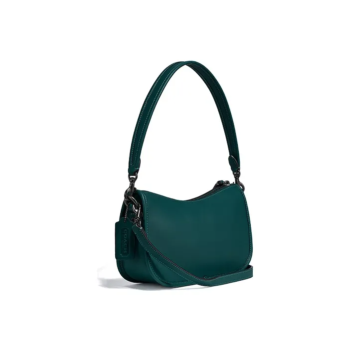 COACH Swinger Leather Shoulder Bag Crossbody Bag Casual Mahjong Bag Women's Jungle Green-1