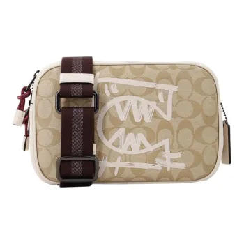 COACH Jes PVC Camera Bag Shoulder Bag Crossbody Bag Medium Size Women's Light Khaki