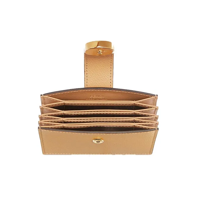 FENDI F Is Fendi Calfskin Angle Support Card Holder Women's Orange-1