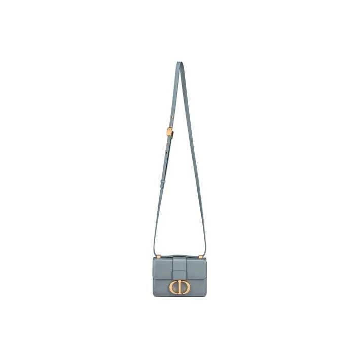 DIOR 30 Montaigne Collection Polished Calfskin Box Bag, Crossbody Bag, Shoulder Bag Women's Blue Gray-4
