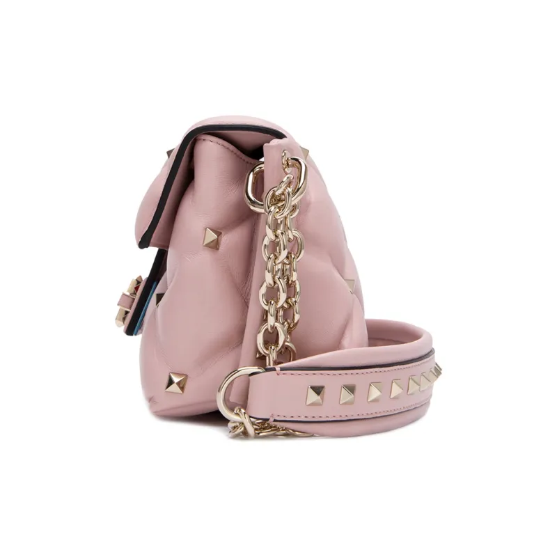 Valentino Leather Shoulder Bag Crossbody Bag Women's Rose Red-2