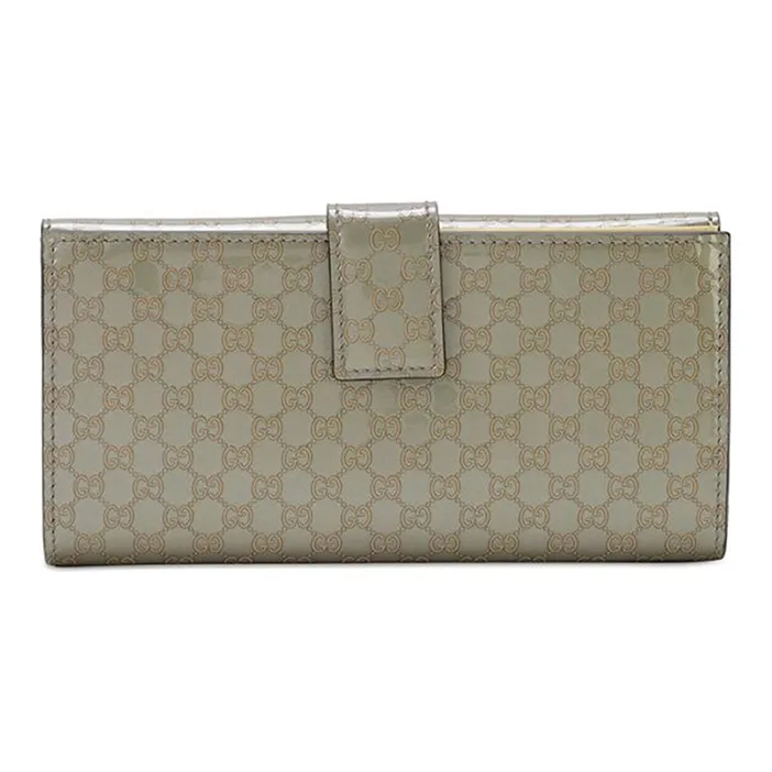 GUCCI Leather Wallet Money Clip Card Holder Women's Taupe-2