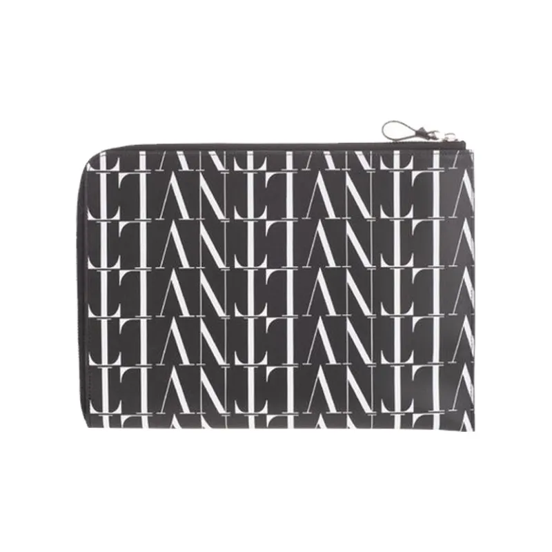 Valentino Leather Clutch Regular Men's Black White-2