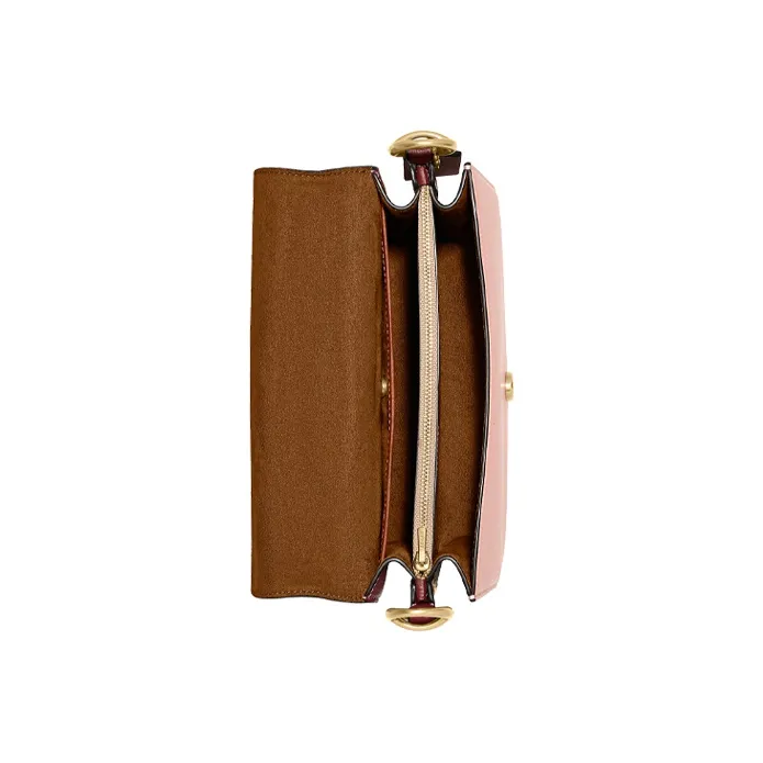 COACH Beat Leather Crossbody Bag Medium Size Women's Milk Tea & Pink-1
