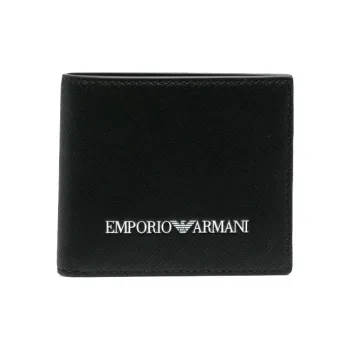 EMPORIO ARMANI Leather Wallet Coin Purse Wallet Men's Black