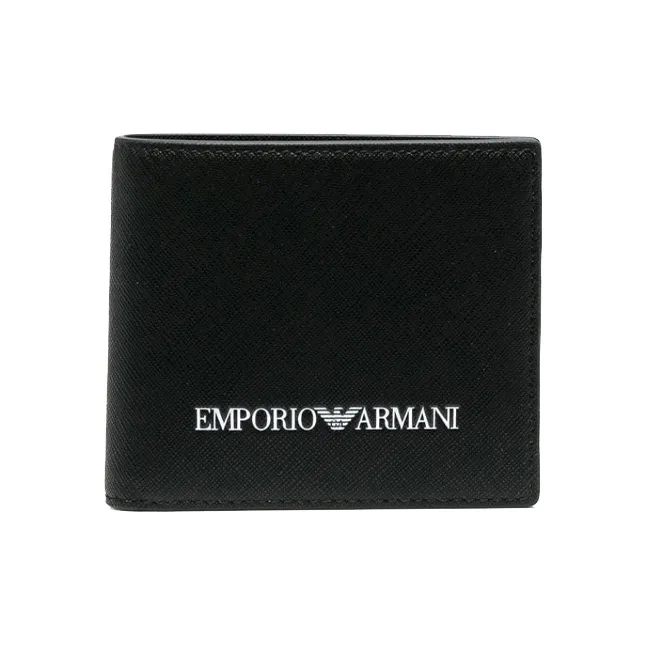 EMPORIO ARMANI Leather Wallet Coin Purse Wallet Men's Black-0