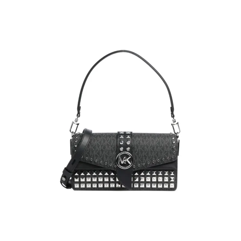 MICHAEL KORS Greenwich Leather Crossbody Bag, Shoulder Bag Women's Black-0
