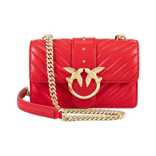 PINKO SIMPLY Sheepskin Flying Bird Bag Crossbody Bag Small Size Women's Red