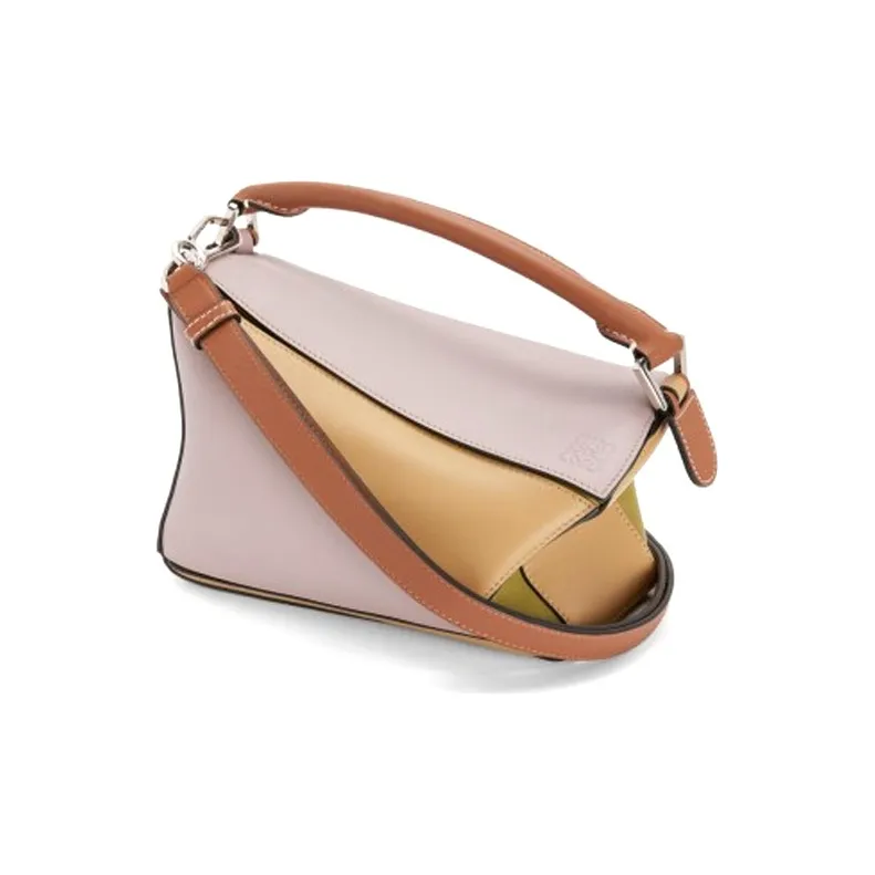 LOEWE Puzzle Calfskin Handbag Shoulder Bag Crossbody Bag Small Size Women's Light Purple With Gold Accents-2