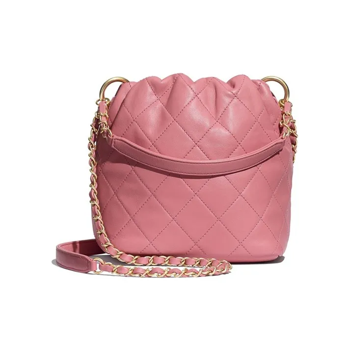 CHANEL Lambskin Bucket Bag, Handbag, Shoulder Bag, Crossbody Bag Women's Pink-3
