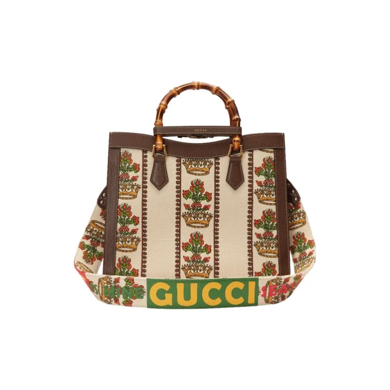 GUCCI Diana Leather Tote Bag Shopping Bag Shoulder Bag Crossbody Bag Handbag Women's Ivory White & Brown-1