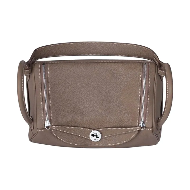 HERMES Lindy Taurillon Clemence Cow Leather Handbag, Shoulder Bag Women's 18 Etoupe Elephant Gray-2
