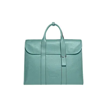 COACH Gotham Pebbled Leather Portable Crossbody Briefcase Laptop Bag Large Size Men's Metal Mint Green