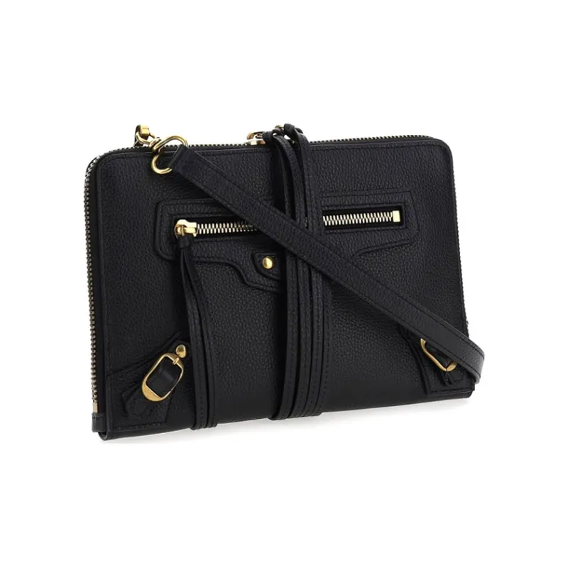 Balenciaga Cow Leather Makeup Bag, Clutch, Toiletry Bag Women's Black-1