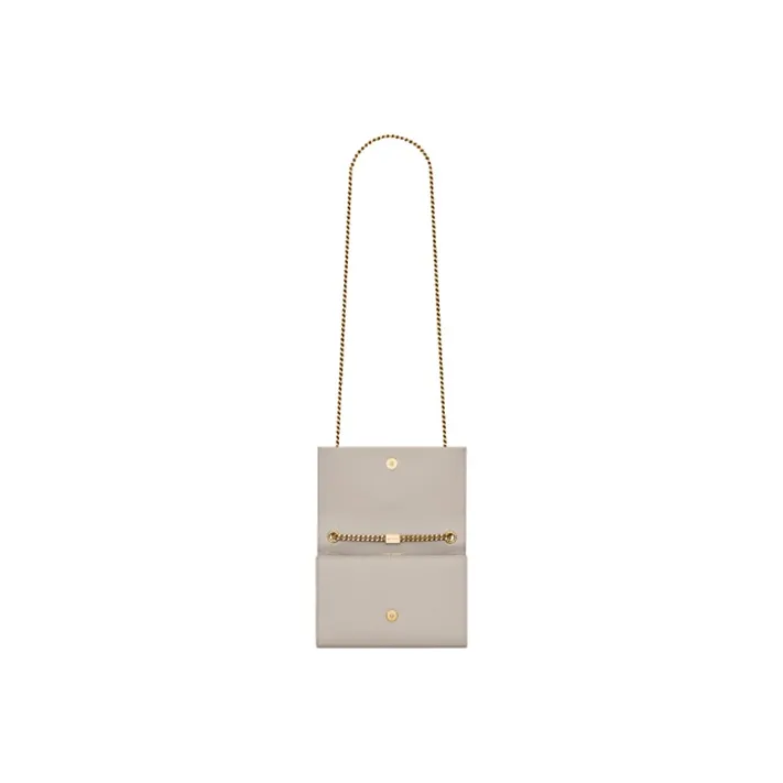 SAINT LAURENT KATE Grain Calfskin Fringe Bag, Shoulder Bag, Crossbody Bag Trumpets Women's White-5