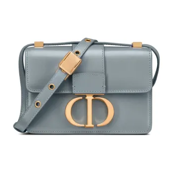 DIOR 30 Montaigne Collection Polished Calfskin Box Bag, Crossbody Bag, Shoulder Bag Women's Blue Gray