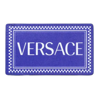 VERSACE Leather Card Holder Card Holder Men's Blue White