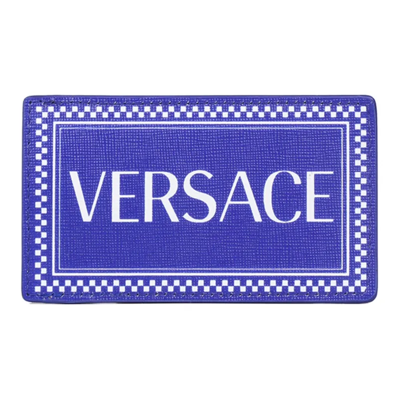 VERSACE Leather Card Holder Card Holder Men's Blue White-0