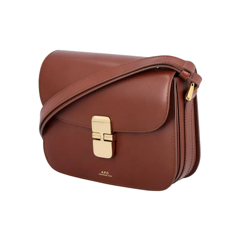 A.P.C Leather Shoulder Bag, Crossbody Bag, Handbag Women's Brown-1