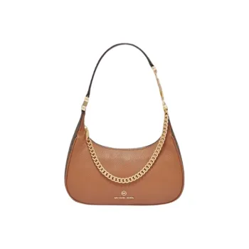 MICHAEL KORS Piper Leather Shoulder Bag Small Size Women's Acorn Brown & Dark Brown