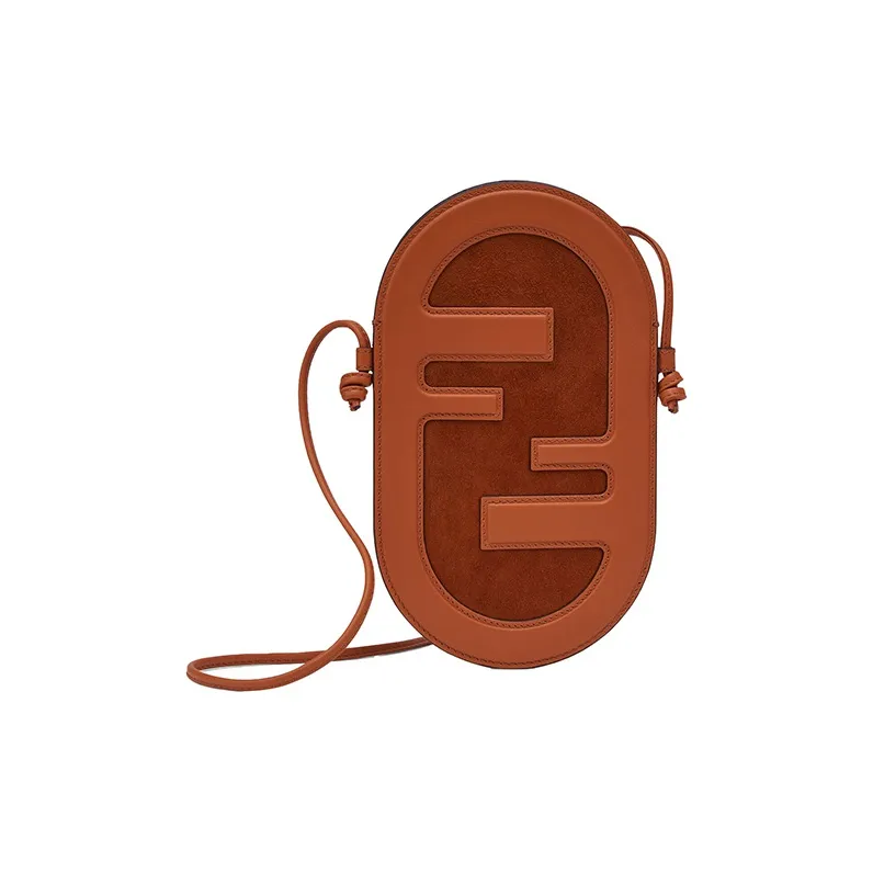 FENDI Cow Leather Cell Phone Pouch Crossbody Bag Women's Brown-0