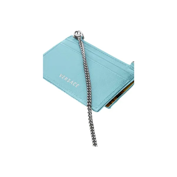 VERSACE Virtus Leather Business Card Holder Shoulder Bag Women's Blue-2