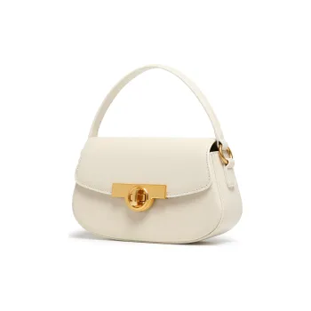 Miss Kung Cow Leather Half-Moon Bag Pea Bag One Shoulder Handbag Regular Women's White