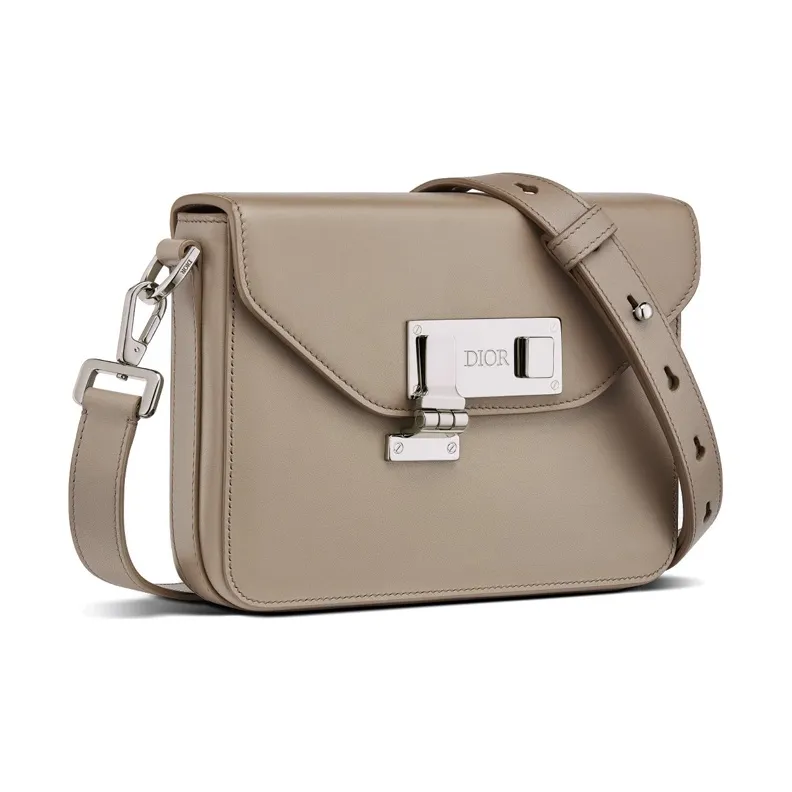 DIOR Lock Cow Leather Messenger Bag Shoulder Bag Crossbody Bag Regular Men's Beige-1