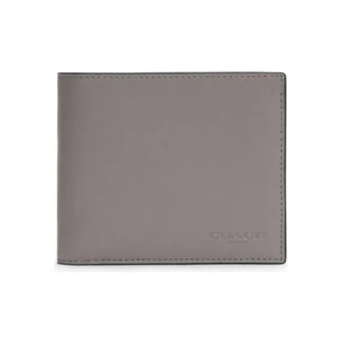 COACH 3 IN 1 Wallet Leather Detachable Card Holder Wallet Men's Gray