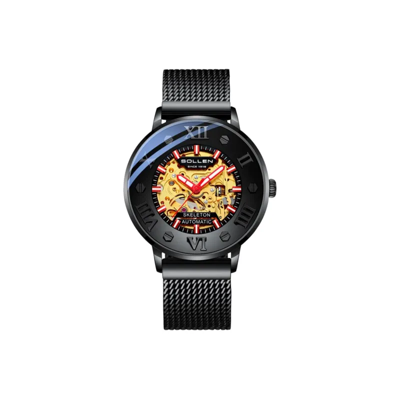 SOLLEN Automatic Mechanical Movement Watch Men's Watches Black Dial 307-1