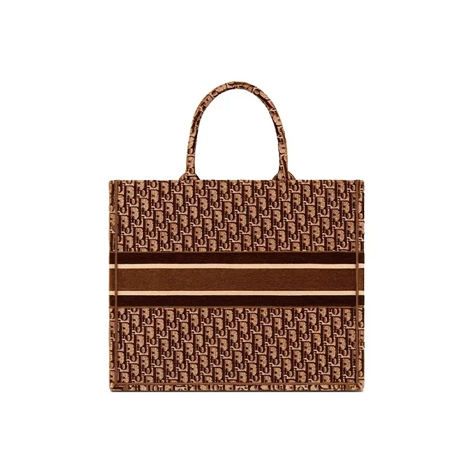 DIOR BookTote Velvet Totes Handbags Large Size Women's Brown-1