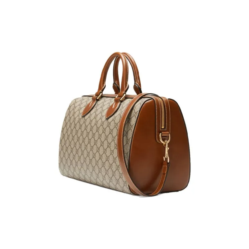GUCCI Canvas With Leather Boston Bag Shoulder Bag Crossbody Bag Handbag Regular Unisex Ebony/Brown-1
