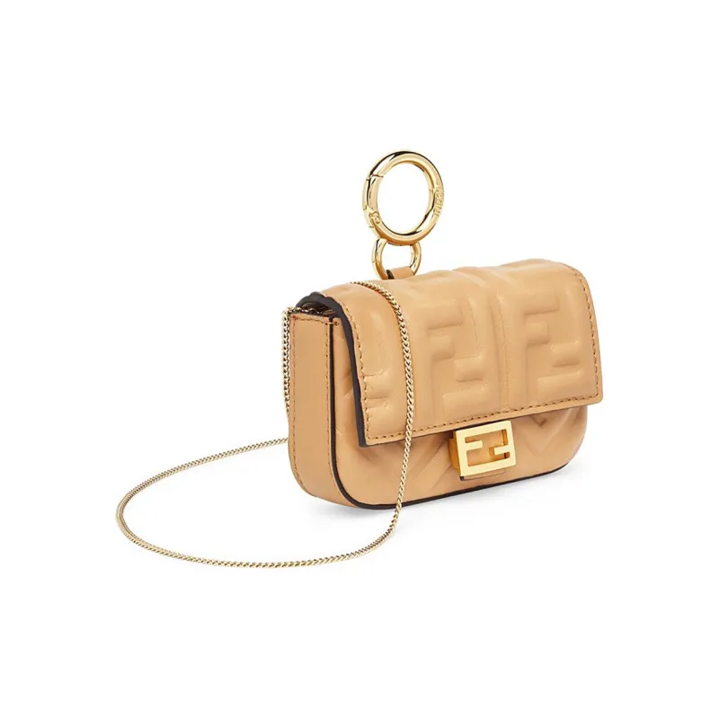 FENDI Sheepskin Portable Crossbody Bag Shoulder Bag Women's Beige-1