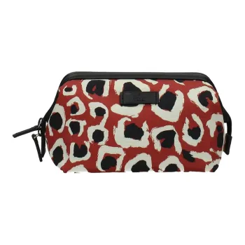 GUCCI Leather Makeup Bag Medium Size Women's Red/Black