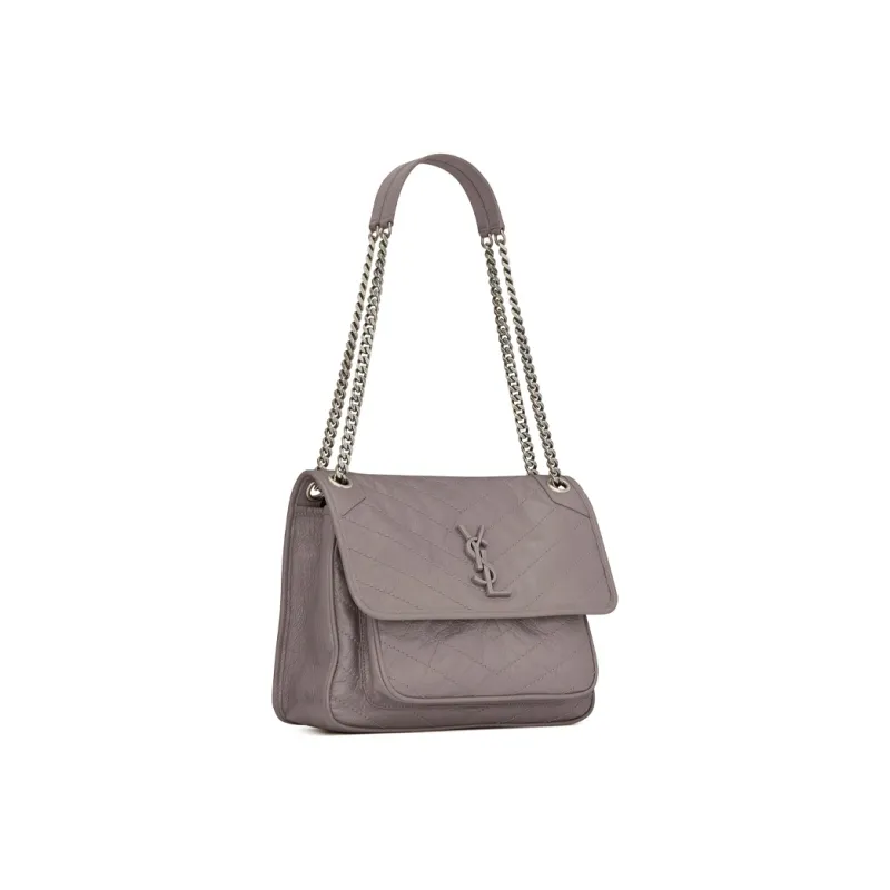 SAINT LAURENT Niki Cow Leather Hobo Bag, Crossbody Bag, Shoulder Bag Women's Mist White-2