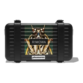 RIMOWA PLEASURES Collaboration Leather Patchwork Crossbody Bag Unisex 1L Black