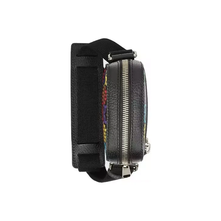 GUCCI Canvas With Leather Camera Bag Shoulder Bag Crossbody Bag Unisex Black & Multicolor-5