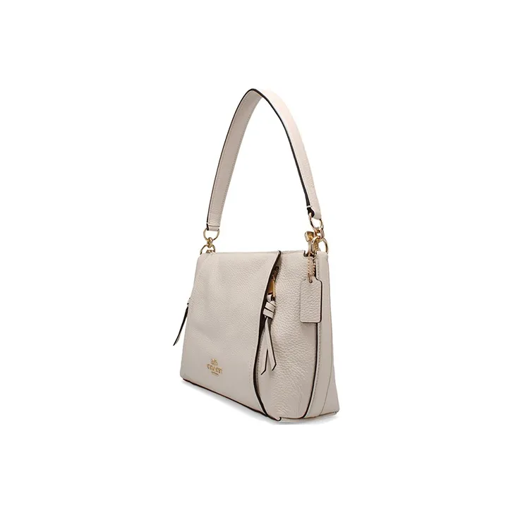 COACH Marlon Cow Leather Shoulder Bag, Handbag Large Size Women's Silver-1