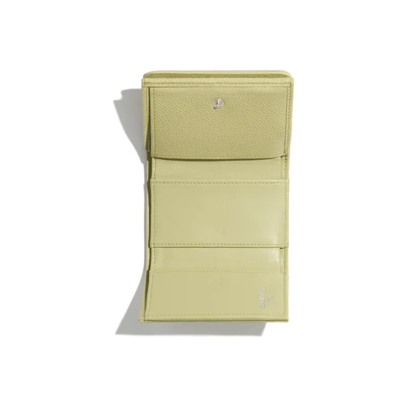 CHANEL Cow Leather Wallet Unisex Green-3