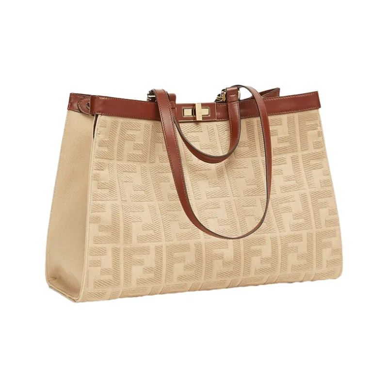 FENDI Canvas One Shoulder Handbags Women's Beige-1